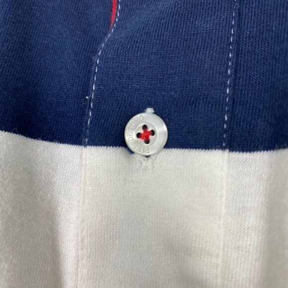 Piel de Toro Men's Navy Blue White Striped Short Sleeve Polo Sz S - Picture 7 of 11